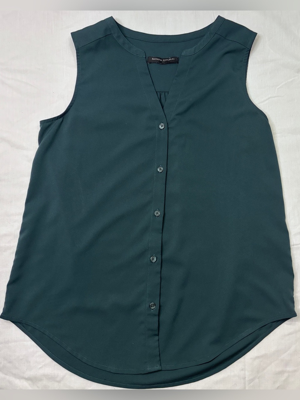 Banana Republic Teal Sleeveless Button Up Blouse
